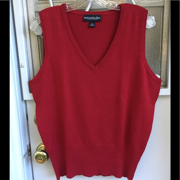 Monterey Bay Women’s Burgundy Classic V-Neck Vest  L - Picture 9 of 14